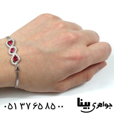 دستبند نقره طرح یاقوت زنانه مدل پاپیون