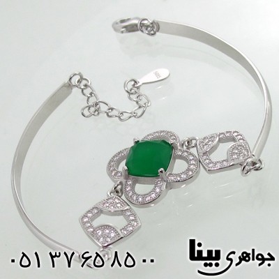دستبند نقره زنانه طرح زمرد