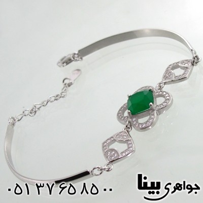 دستبند نقره زنانه طرح زمرد
