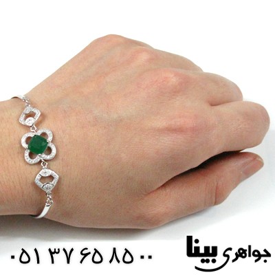 دستبند نقره زنانه طرح زمرد
