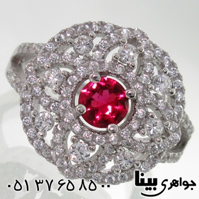 انگشتر نقره طرح یاقوت سرخ زنانه زیبا