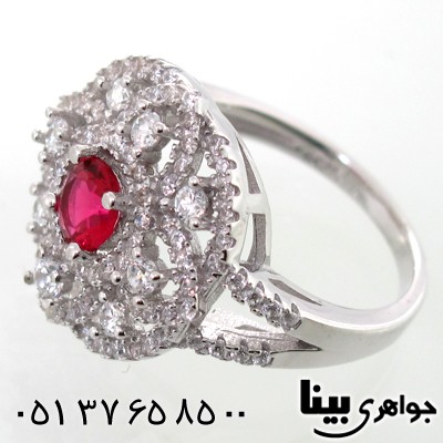 انگشتر نقره طرح یاقوت سرخ زنانه زیبا