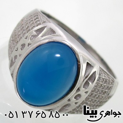 انگشتر عقیق مردانه طرح شبکه ای
