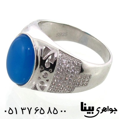 انگشتر عقیق مردانه طرح شبکه ای