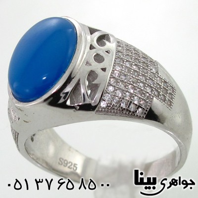 انگشتر عقیق مردانه طرح شبکه ای