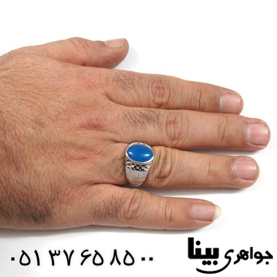 انگشتر عقیق مردانه طرح شبکه ای