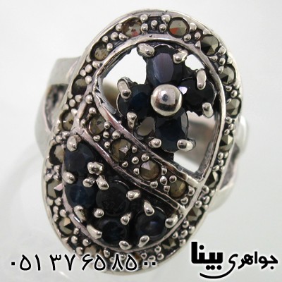 انگشتر یاقوت کبود زنانه طرح مهوش درشت