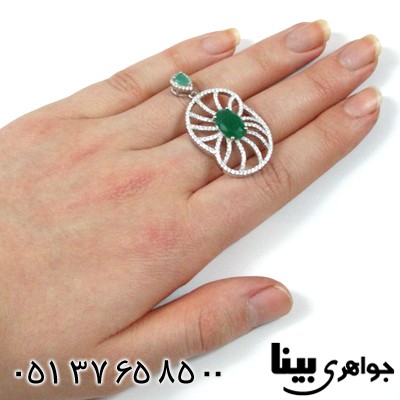 گردنبند نقره زنانه طرح  زمرد خورشیدی
