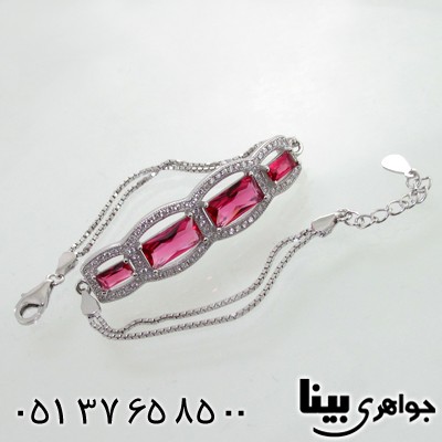 دستبند نقره زنانه طرح یاقوت سرخ مژده