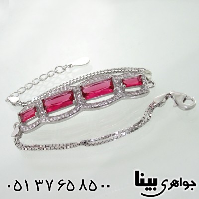 دستبند نقره زنانه طرح یاقوت سرخ مژده