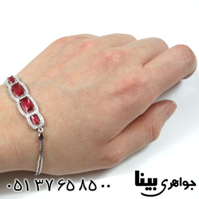 دستبند نقره زنانه طرح یاقوت سرخ مژده