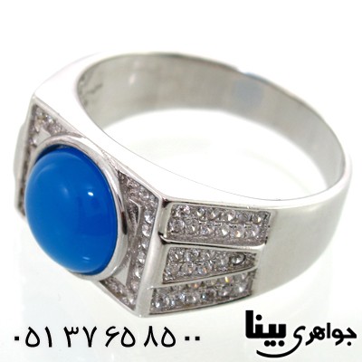 انگشتر سنگ ماه (مون استون) آبی مردانه
