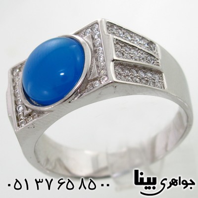 انگشتر سنگ ماه (مون استون) آبی مردانه