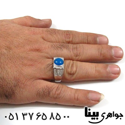 انگشتر سنگ ماه (مون استون) آبی مردانه
