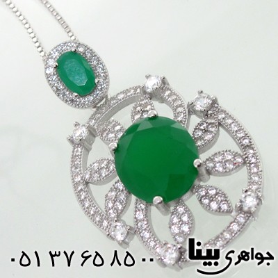 گردنبند نقره زنانه طرح زمرد شقایق