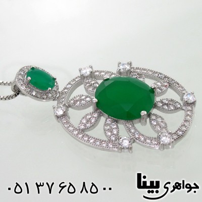 گردنبند نقره زنانه طرح زمرد شقایق