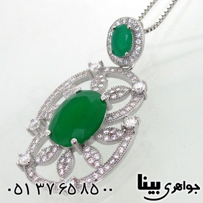 گردنبند نقره زنانه طرح زمرد شقایق