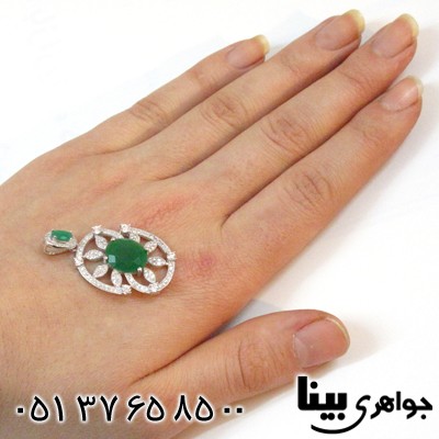 گردنبند نقره زنانه طرح زمرد شقایق