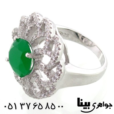 انگشتر نقره طرح زمرد زنانه درشت