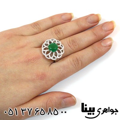 انگشتر نقره طرح زمرد زنانه درشت