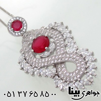 گردنبند نقره طرح یاقوت سرخ زنانه زلیخا