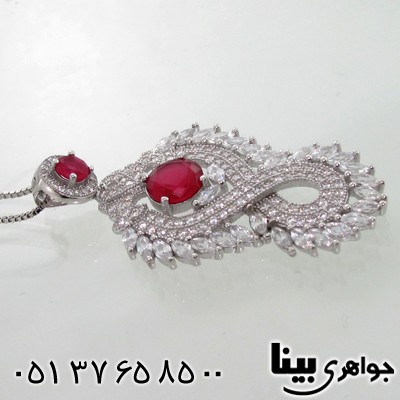 گردنبند نقره طرح یاقوت سرخ زنانه زلیخا