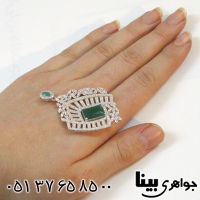 گردنبند نقره طرح زمرد زنانه درشت شهره