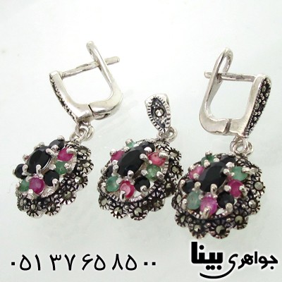 سرویس چند جواهر زنانه یاقوت و زمرد طرح مارکازیت