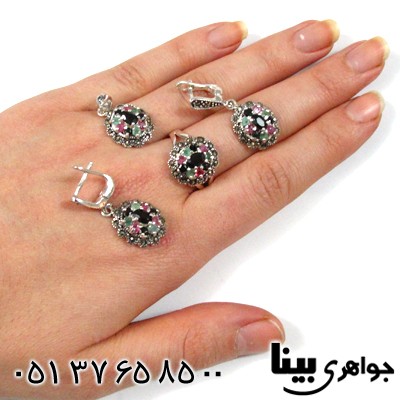 سرویس چند جواهر زنانه یاقوت و زمرد طرح مارکازیت