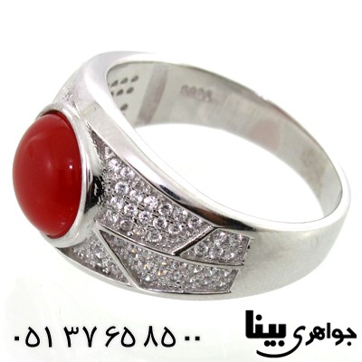 انگشتر عقیق قرمز مردانه طرح شهاب