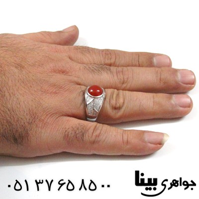 انگشتر عقیق قرمز مردانه طرح شهاب