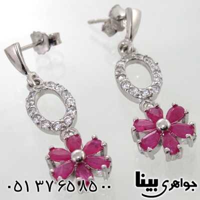 سینه ریز یاقوت سرخ زنانه با شکوه با اشانتیون گوشواره