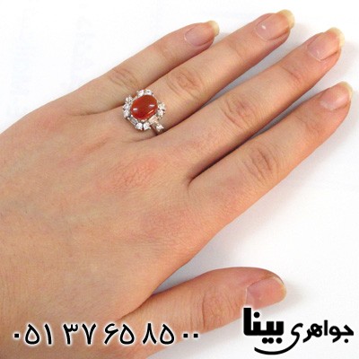 انگشتر عقیق یمنی زنانه طرح میتا