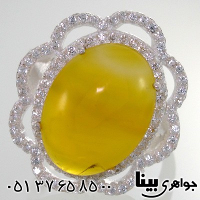 انگشتر عقیق شرف الشمس زنانه درشت طرح شیوا