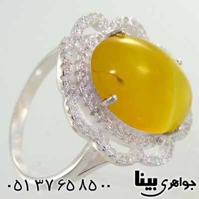 انگشتر عقیق شرف الشمس زنانه درشت طرح شیوا