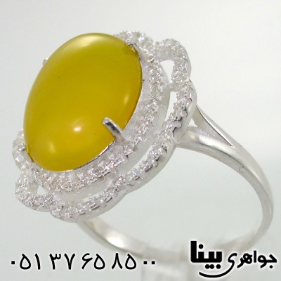 انگشتر عقیق شرف الشمس زنانه درشت طرح شیوا