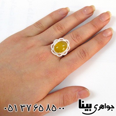 انگشتر عقیق شرف الشمس زنانه درشت طرح شیوا