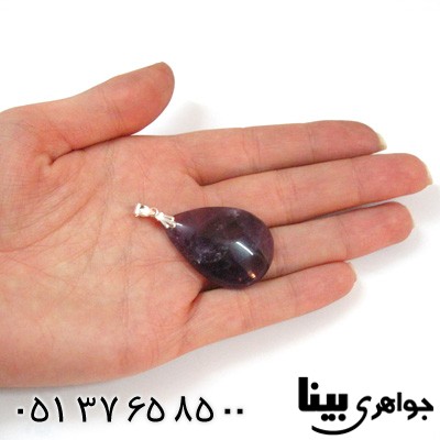 گردنبند آمتیست سنگ درمانی درشت طرح اشکی مدرن