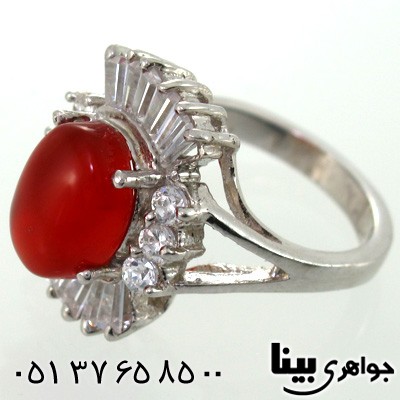 انگشتر عقیق یمنی زنانه طرح رز