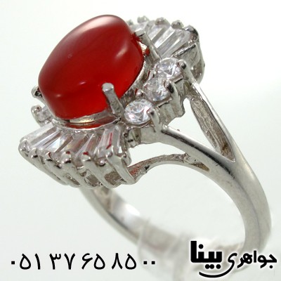 انگشتر عقیق یمنی زنانه طرح رز