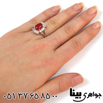 انگشتر عقیق یمنی زنانه طرح رز