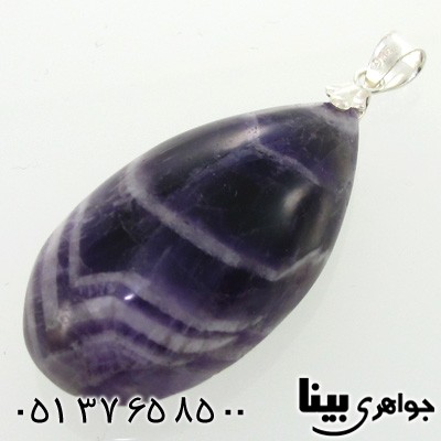 گردنبند آمتیست سنگ درمانی طرح ابر و باد درشت