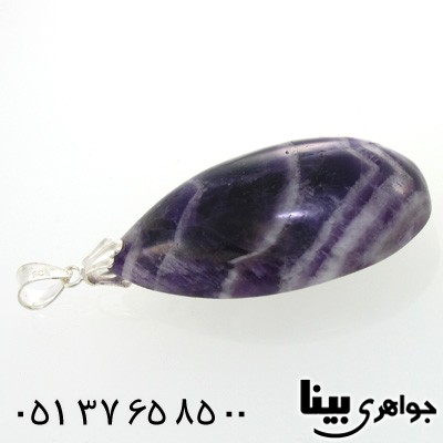 گردنبند آمتیست سنگ درمانی طرح ابر و باد درشت