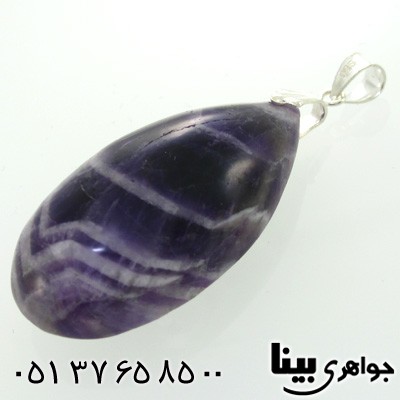 گردنبند آمتیست سنگ درمانی طرح ابر و باد درشت