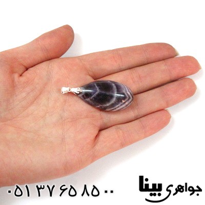 گردنبند آمتیست سنگ درمانی طرح ابر و باد درشت