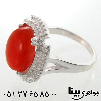 انگشتر عقیق سلیمانی زنانه با حکاکی درشت باشکوه