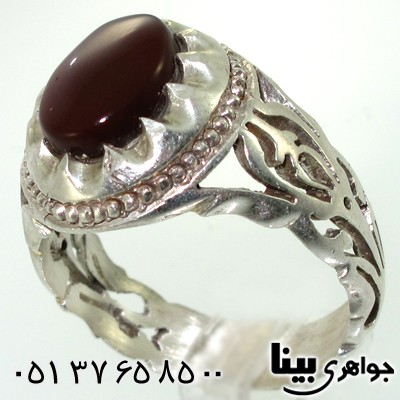 انگشتر عقیق یمنی مردانه طرح سنتی شبکه ای