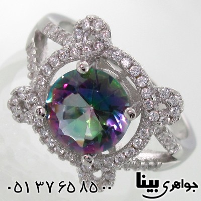 انگشتر توپاز هفت رنگ زنانه طرح مهتاب