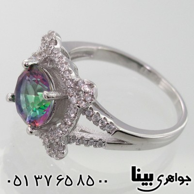 انگشتر توپاز هفت رنگ زنانه طرح مهتاب