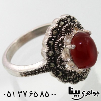 انگشتر عقیق قرمز زنانه طرح گلناز